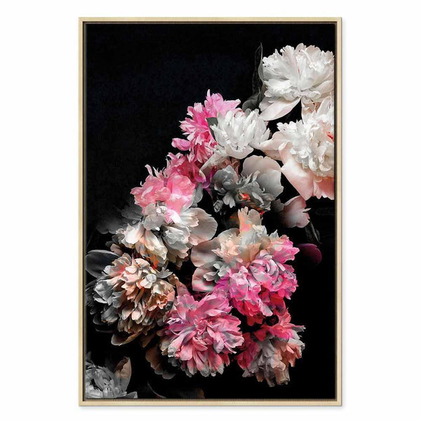 Quadro - Peony Charm (1-part) - Colorful Bouquet on Black Background