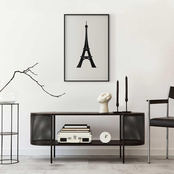 Poster - Eiffel Tower Simple Black-and-White Graphic