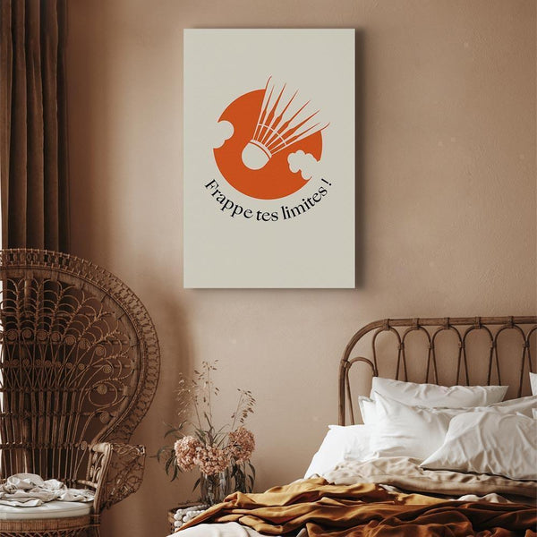 Quadro - Badminton Shuttlecock on an Orange Circle Background