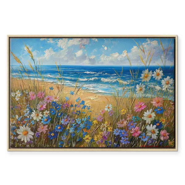Quadro - Seascape – wildflowers and a view of the rough sea