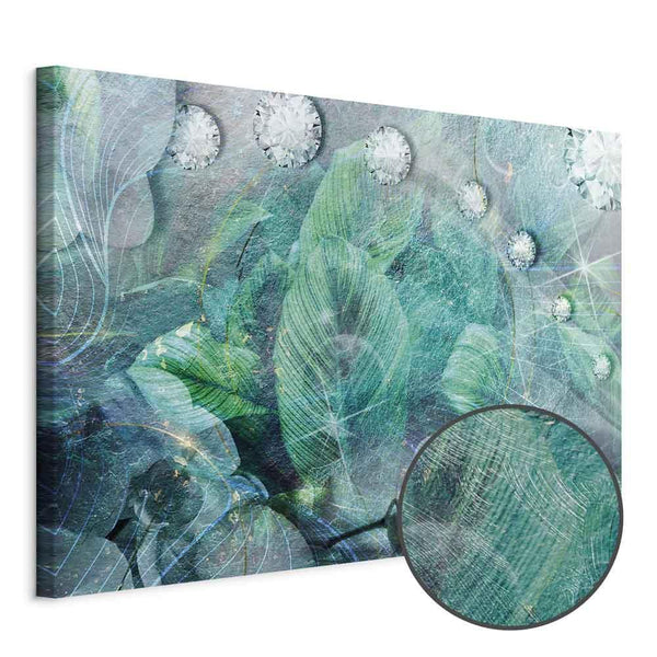 Quadro - Turquoise Leaves (1 Part) Wide