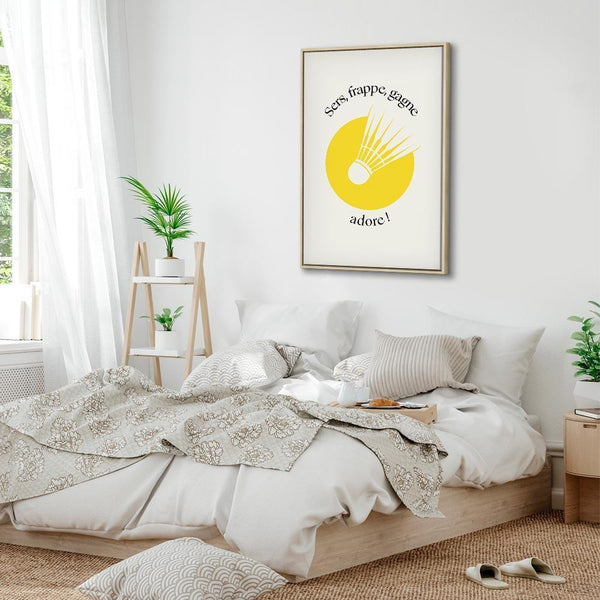 Quadro - Badminton Shuttlecock on a Yellow Circle Background