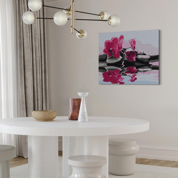 Quadro fai da te - Orchid With Zen Stones (Reflection In The Water)