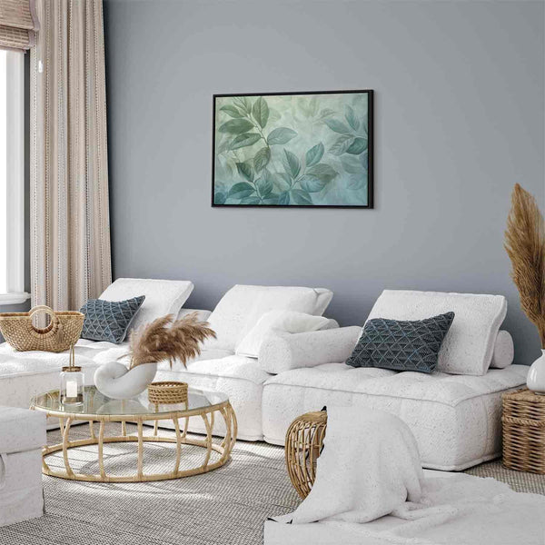 Quadro - Large Leaves in Shades of Green-Mint: Botanical Motif