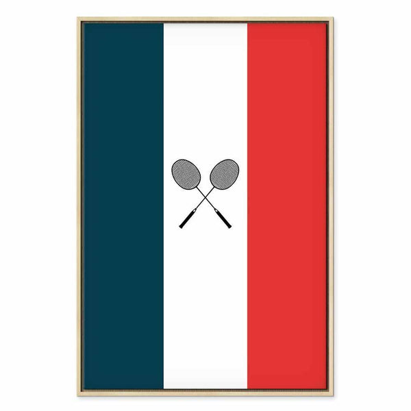 Quadro - Black Badminton Rackets Against the Backdrop of the French Flag