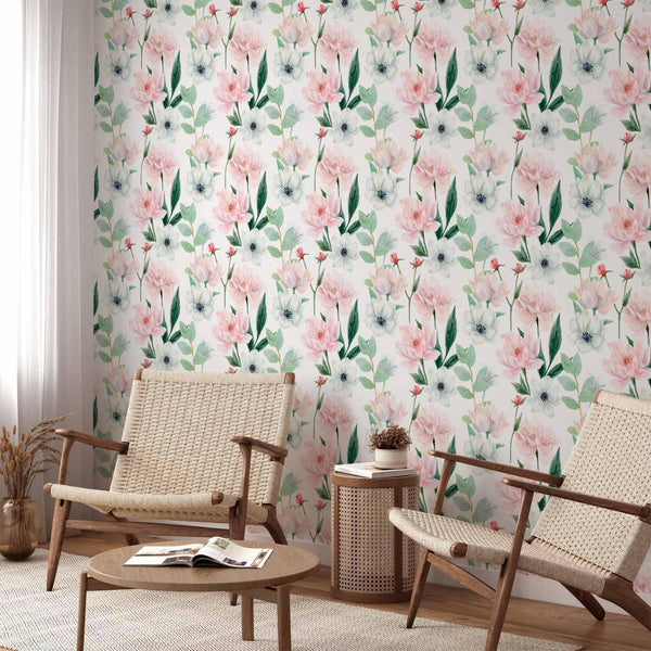 Tappezzeria murale - Peonies on white background