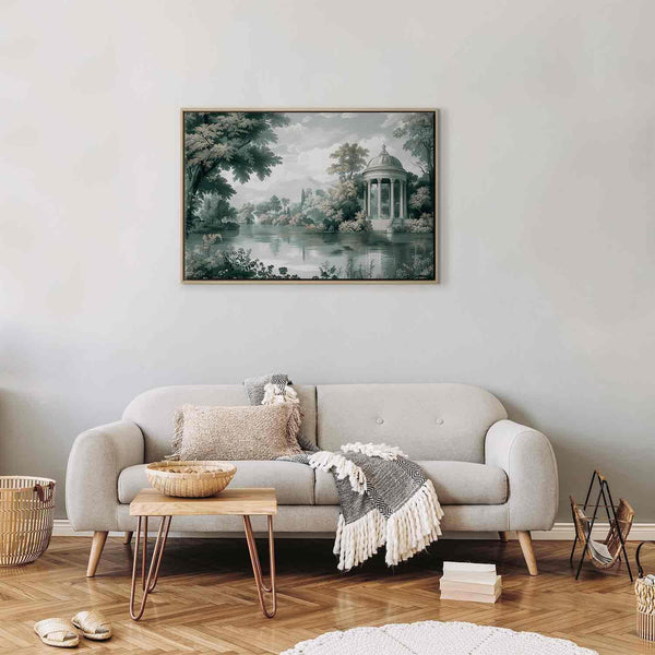 Quadro - View of the Park and Lake Retro Vintage Landscape in Greens