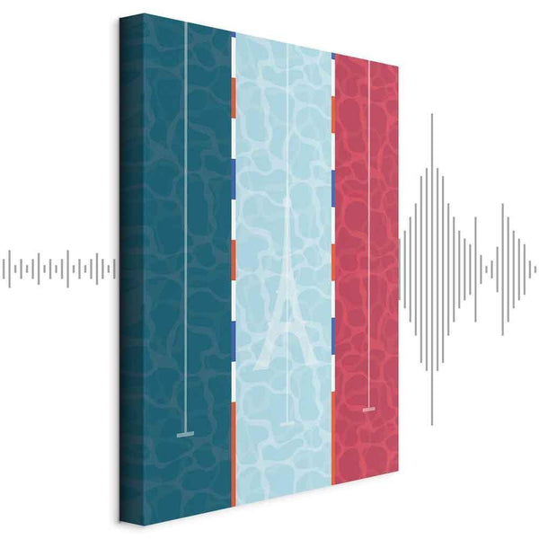 Quadro - Graphic Illustration of a Swimming Pool Against the Backdrop of the French Flag
