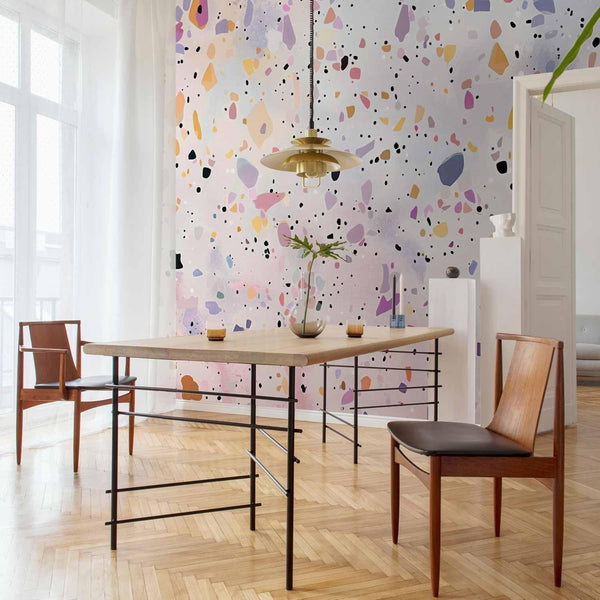 Carta da parati - Terrazzo in Confetti Style Violet-Pink Colorful Pattern