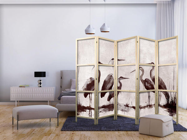 Paravento giapponese - Herons painted with ink