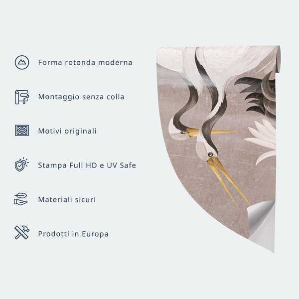 Carta da parati rotonda - Spring composition – transparencies and forms in watercolor style