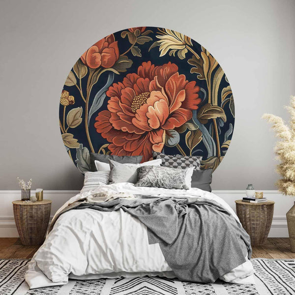 Carta da parati rotondi - Tapestry-style large retro flowers