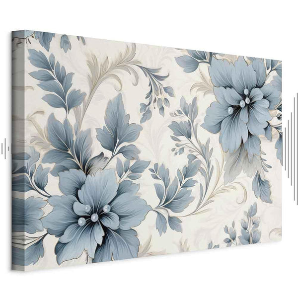 Quadro - Turquoise Flowers in Retro Ambience Floristic Ornaments
