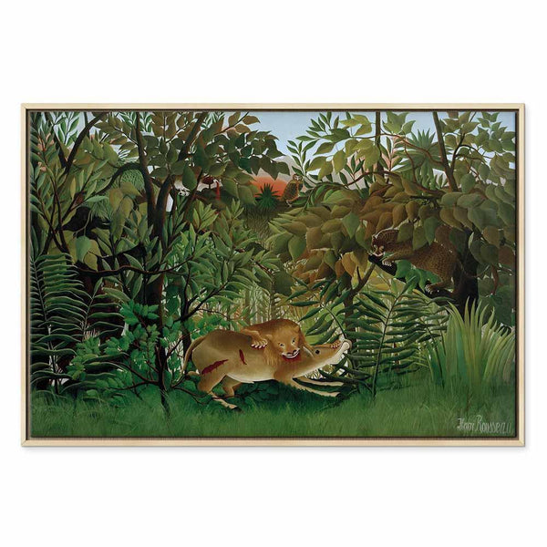 Quadro - Henri Rousseau – Le Lion ayant faim se jette sur l'Antilope