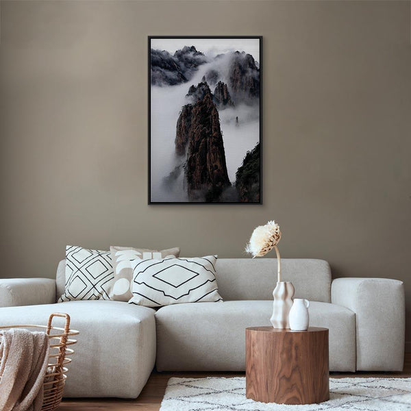 Quadro - High Mountains in Mist (1-part) - Landscape of Clouds Amid Rocks