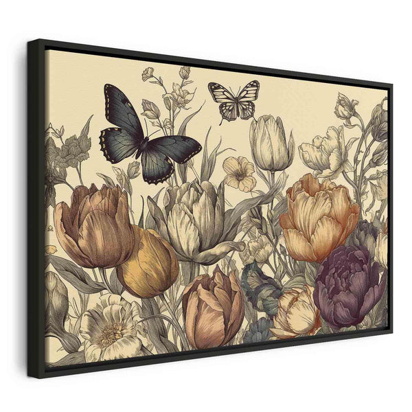 Quadro - Colourful tulips on a cream background