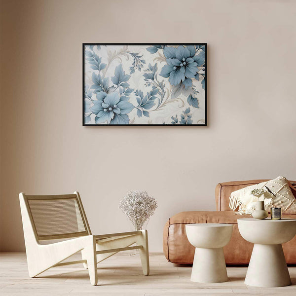 Poster - Turquoise Ornamental Retro Flowers