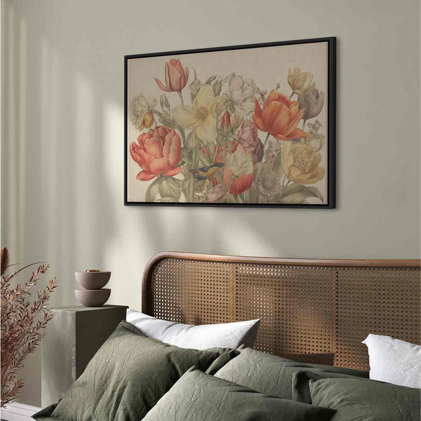 Quadro - Bouquet of flowers on a cream background