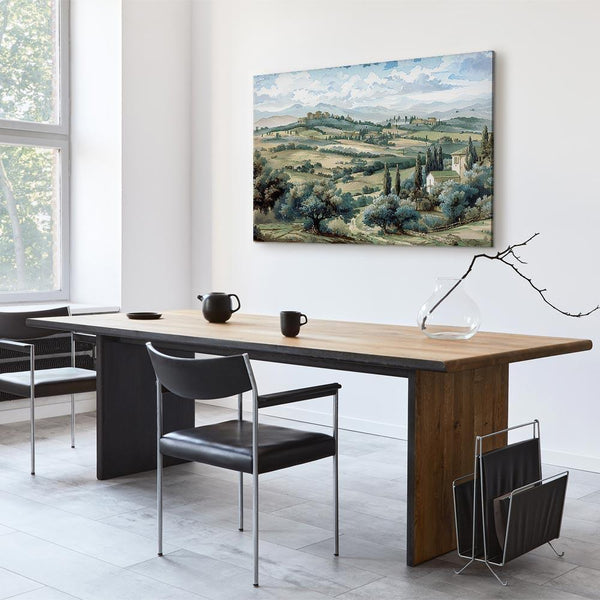 Quadro - Landscape with Green Fields and Trees Tuscan Sunny View