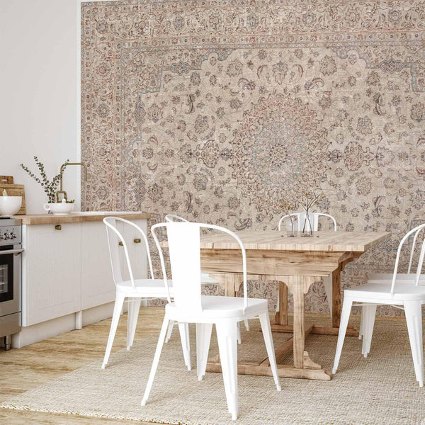Carta da parati - Sand carpet - worn Persian carpet with rich decorative motifs