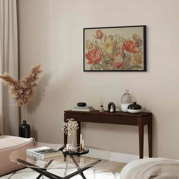 Quadro - Bouquet of flowers on a cream background