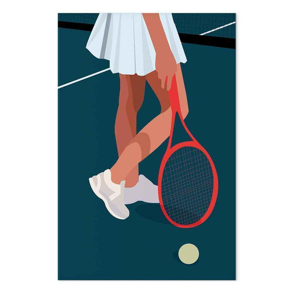 Quadro - Female Tennis Player With a Red Racket on the Court - Graphics