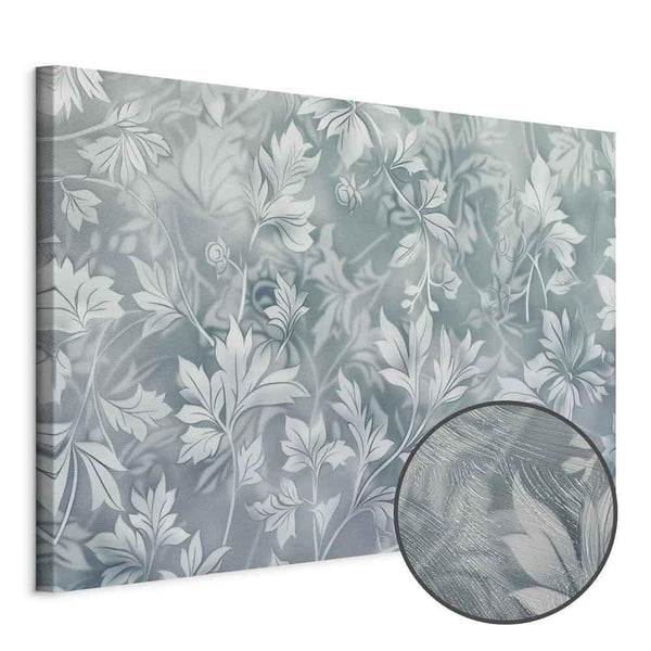 Quadro - Ornaments in Worn Muted Turquoises: Delicate Plant Pattern
