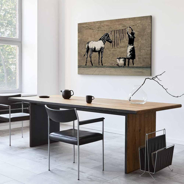 Quadro - Banksy: Washing Zebra on Concrete (1 Part) Wide