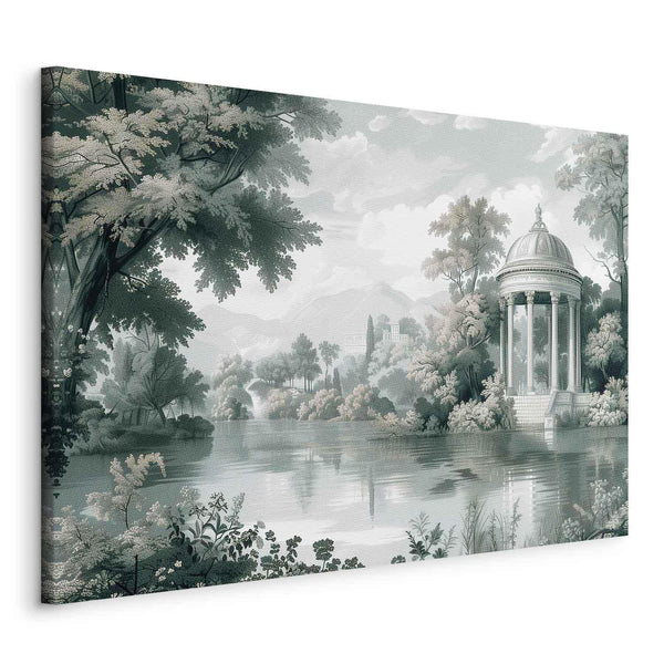 Quadro - View of the Park and Lake Retro Vintage Landscape in Greens