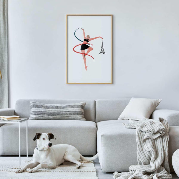 Poster - Illustration of a Woman with a Ribbon - Artistic Gymnastics