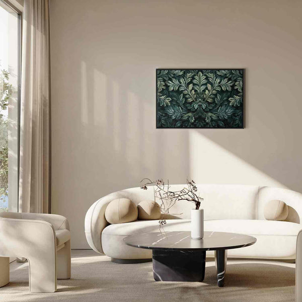 Quadro - Dark Green Victorian Leaves: Botanical Carved Composition