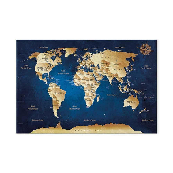 Quadro - World Map: The Dark Blue Depths
