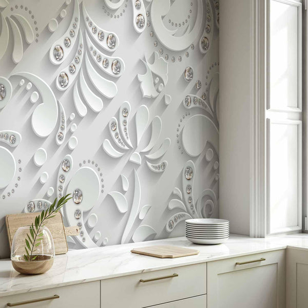 Carta da parati - Flowers with Crystals