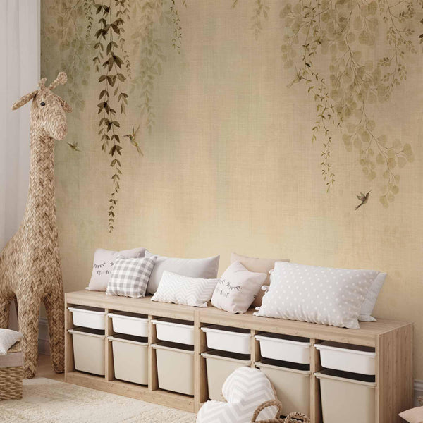 Carta da parati - Beige Hummingbirds