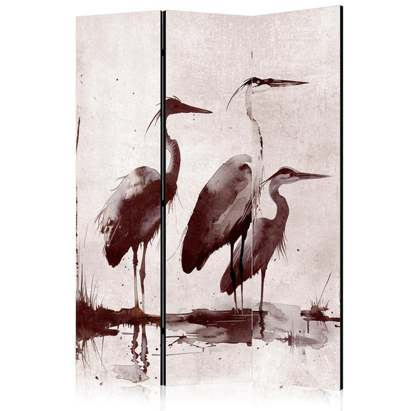 Paravento - Herons painted with ink