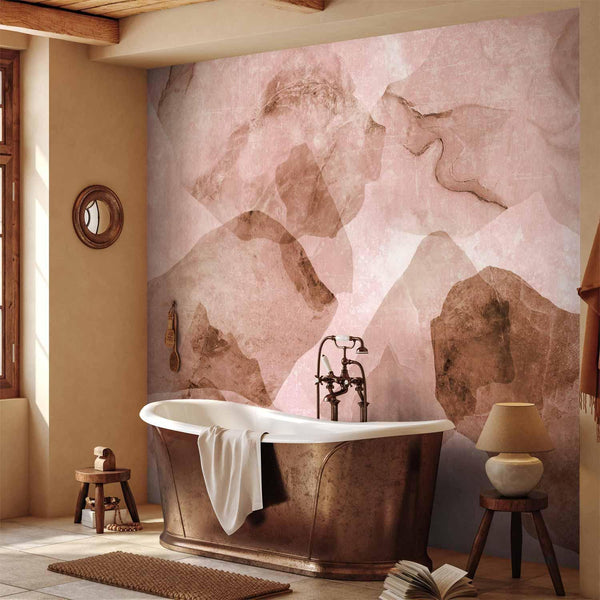 Carta da parati - Pink terrazzo - minimalist background in marble watercolour pattern