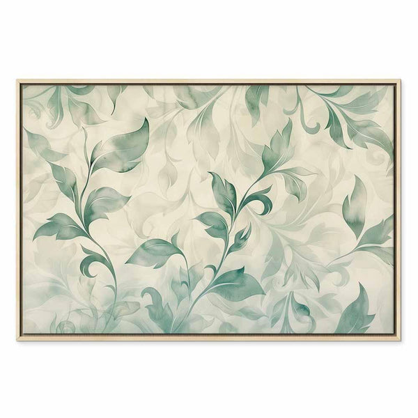 Quadro - Watercolor Botanical Motif Delicate Green-Beige Leaves