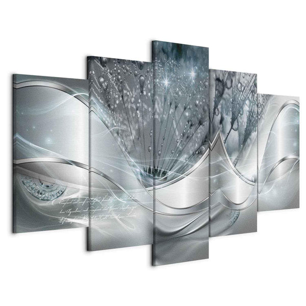 Quadro - Sparkling Dandelions (5 Parts) Blue Wide