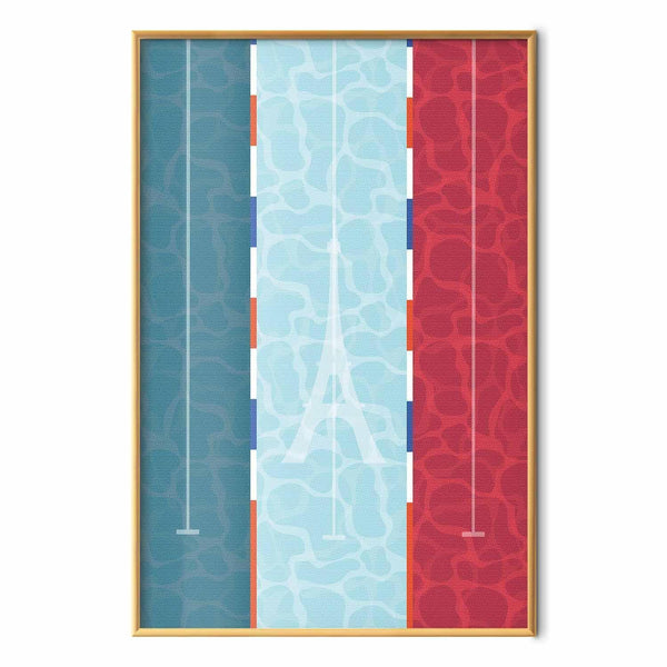 Poster - Illustration of a Pool Against the French Flag