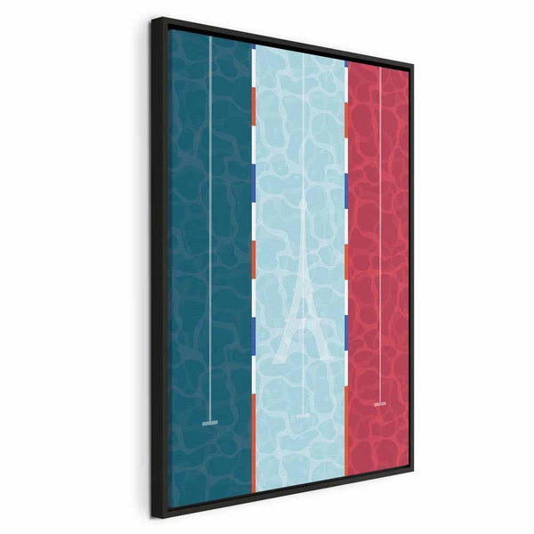 Quadro - Graphic Illustration of a Swimming Pool Against the Backdrop of the French Flag
