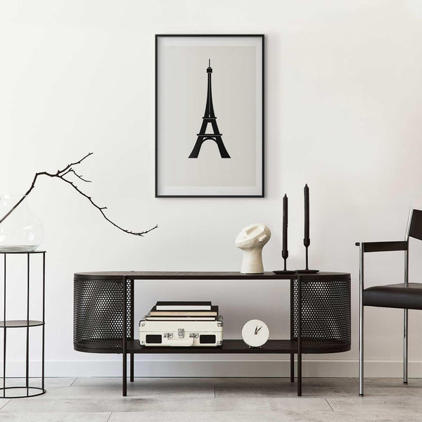 Poster - Eiffel Tower Simple Black-and-White Graphic