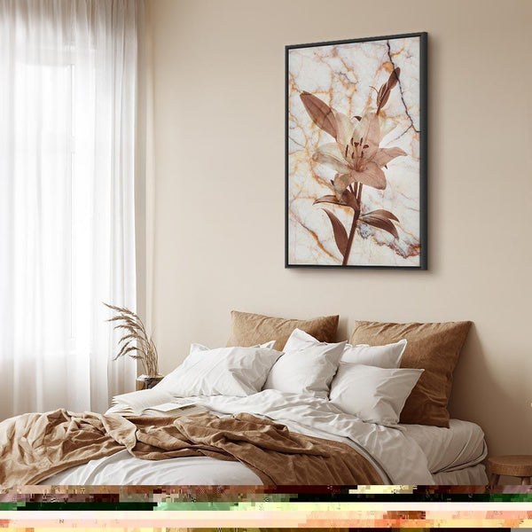 Quadro - Elegance of a Flower (1-part) - Delicate Lily on Marble in Sepia