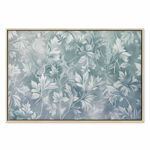 Quadro - Ornaments in Worn Muted Turquoises: Delicate Plant Pattern