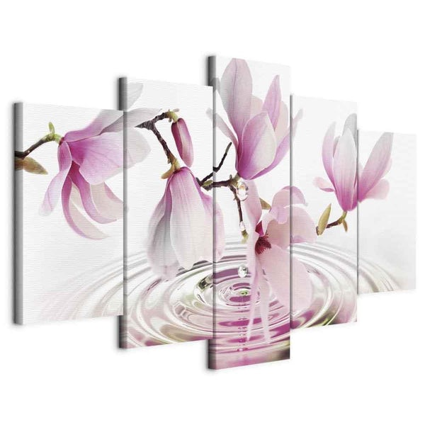 Quadro - Magnolias over Water (5 Parts) Wide Pink