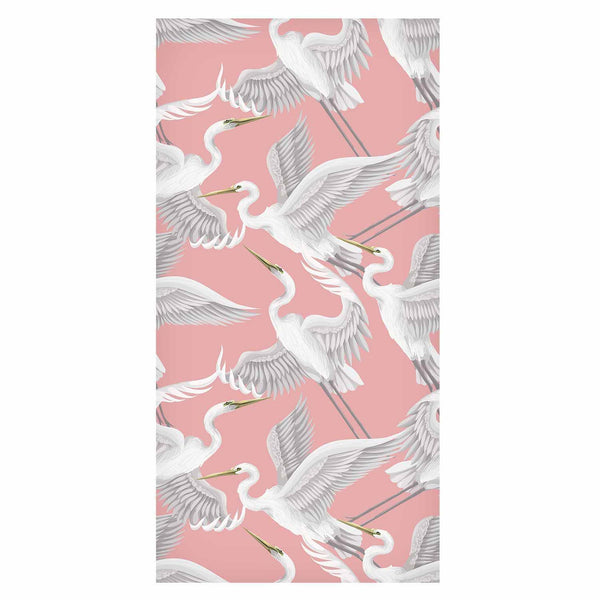 Tappezzeria murale - Pastel birds – a delicate pattern of white and grey herons on a light pink background