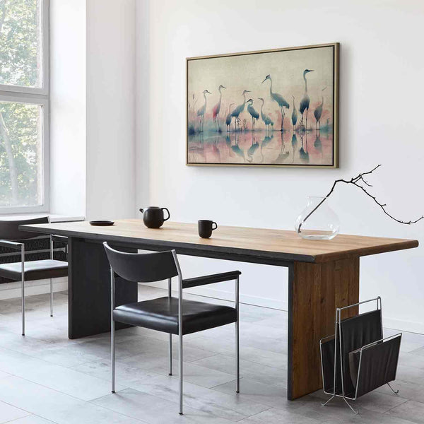 Quadro - Birds by the lake - herons painted in watercolour in delicate grey and pink colours