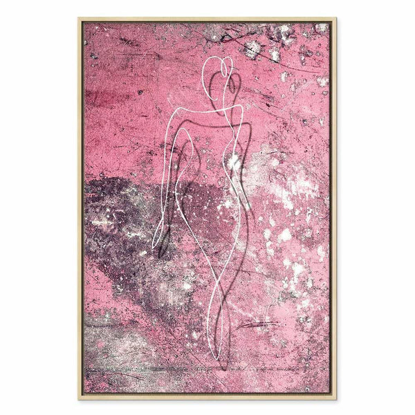 Quadro - Figure on Pink Background (1-part) - Female Silhouette in Marble