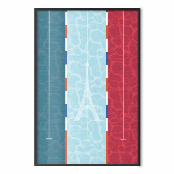 Poster - Illustration of a Pool Against the French Flag