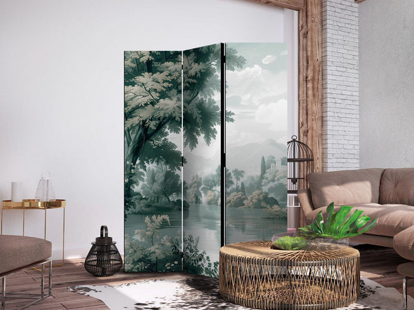 Paravento - View of the Park and Lake - Retro Vintage Landscape in Greens
