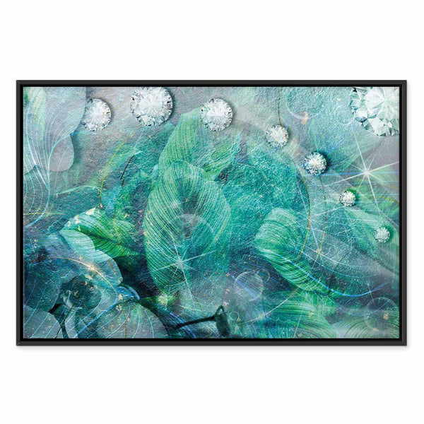 Quadro - Turquoise Leaves (1 Part) Wide
